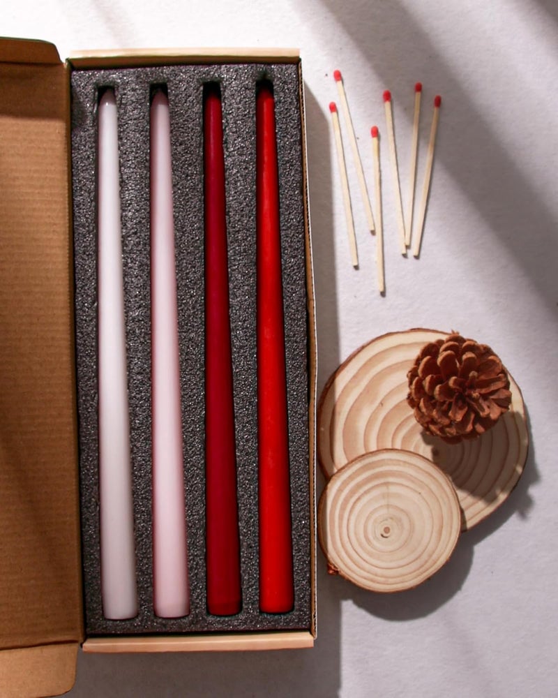 Viyffo 12 Inch Red Taper Candles 4 Pack Unscented Smokeless Long Tall Tapered Candles for Candlesticks Sticks Wedding Home Decor Dinner - Image 2